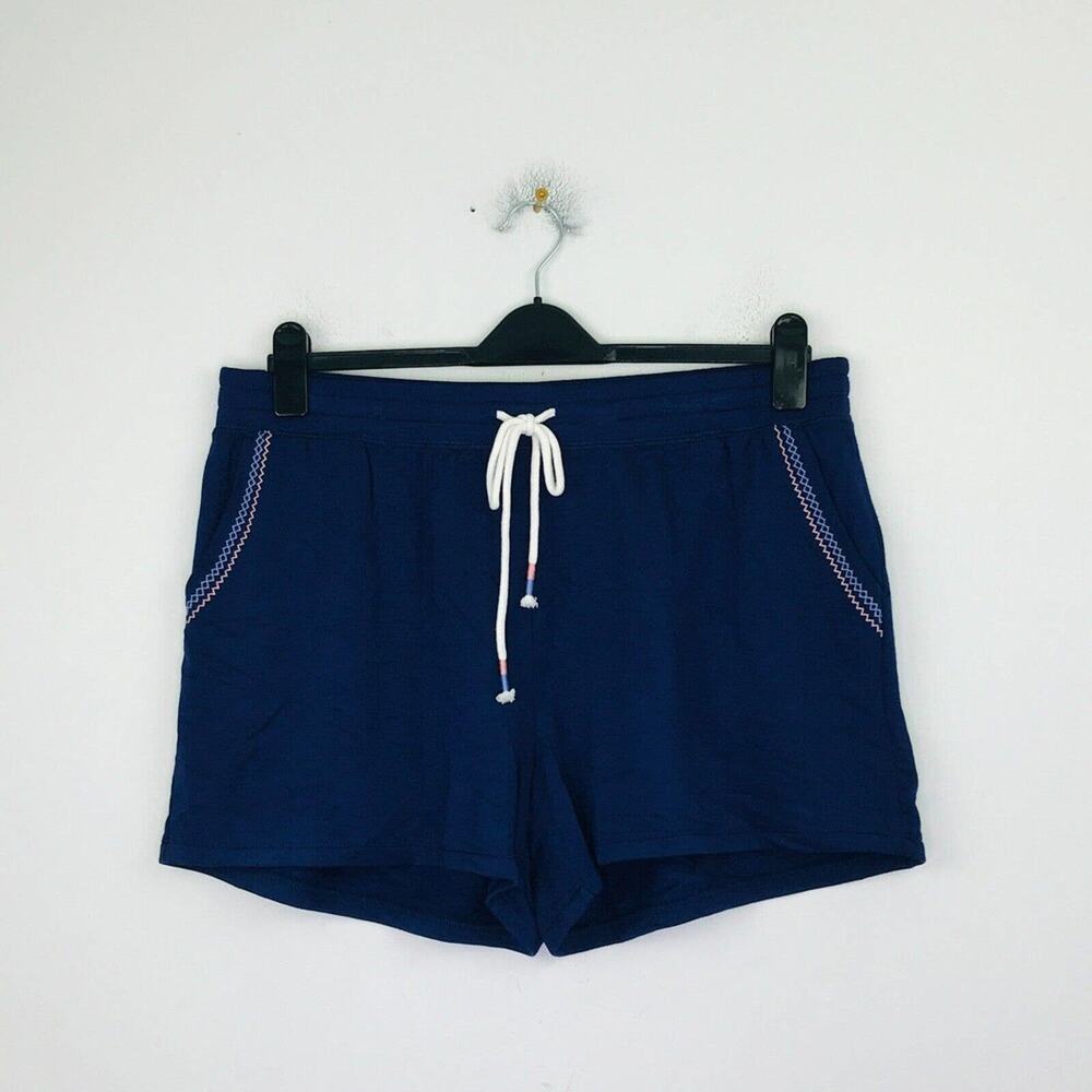 PJ Salvage Women's XL Shorts Blue Embroidered Drawstring Pull On Lounge CK21
